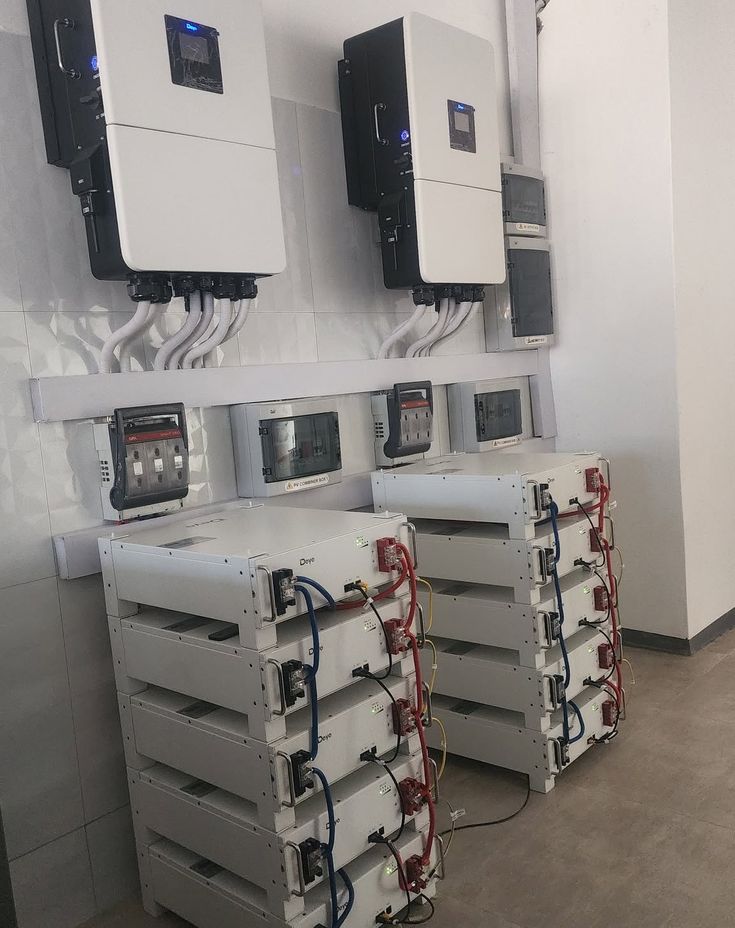 Installed inverters and lithium battery racks